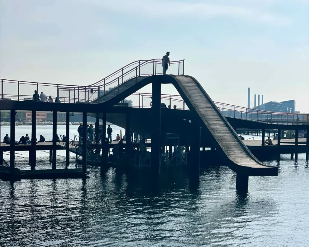 Water slide at the Kalvebord brygge harbour bath