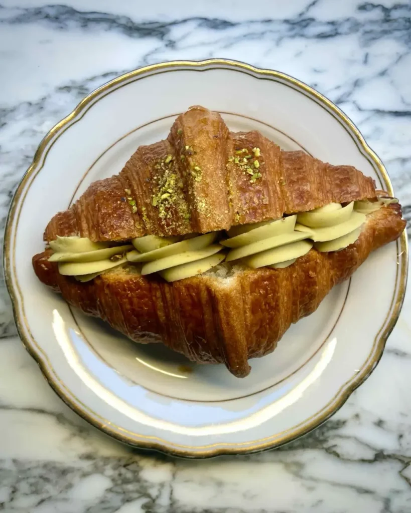 Pistachio Croissant Danish pastry on a plate