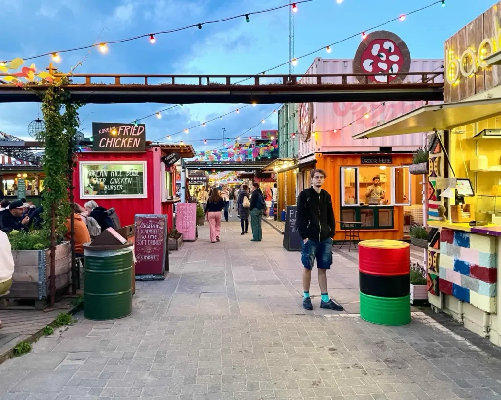 Shops lined at the Reffen street food market