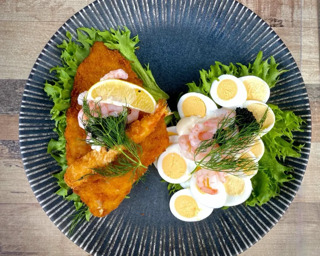 smorrebrod - Danish open sandwiches with eggs and meat