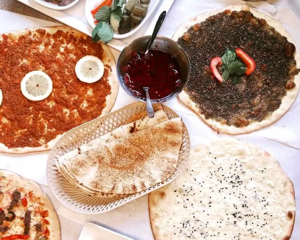 Lebanese food spread out at Ali Bageri